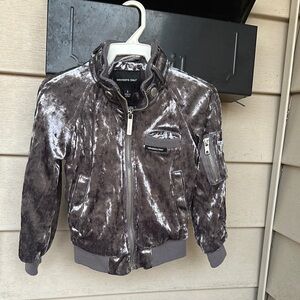Members Only Metallic Silver velvet Bomber Jacket, size 4 boy or girl
